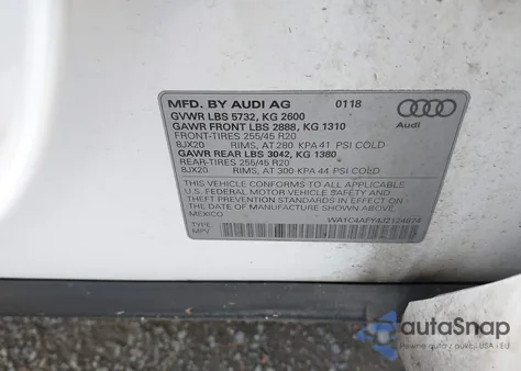 2018 Audi Sq5 3.0T Premium Plus from USA, damaged, VIN WA1C4AFY4J2124874
